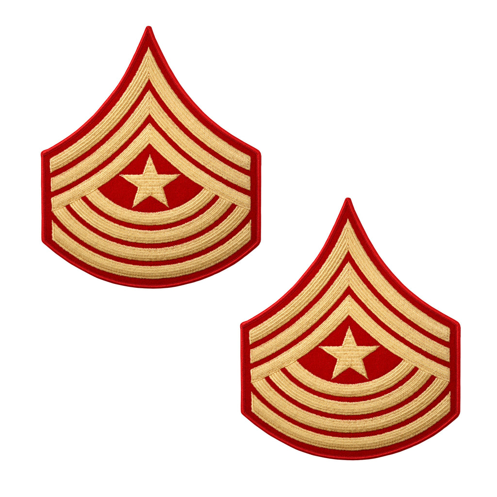 Marine Corps Evening Dress Chevron: Sergeant Major- gold embroidered on red - Male