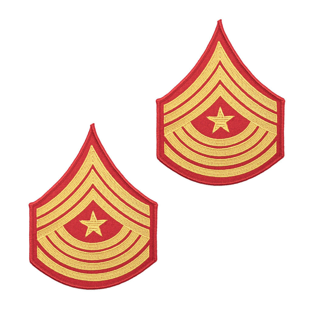 Marine Corps Evening Dress Chevron: Sergeant Major - gold embroidered on red - Female