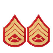 Marine Corps Chevron: Staff Sergeant - gold embroidered on red, female