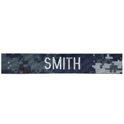 Individual Enlisted Name Tape: Silver Embroidered on Blue Digital -