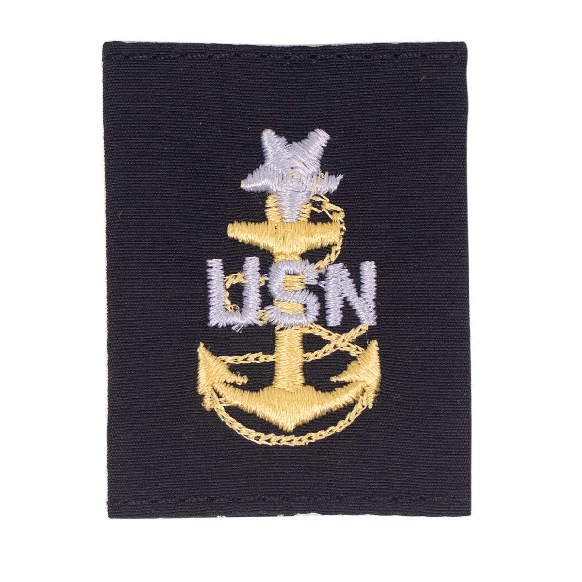 Navy Cold Weather Parka (CWP) Tab Device: Gold Embroidered Anchor E8 Senior Chief Petty Officer