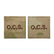 Army Officer Branch Insignia: OCS  Spice Brown Letters - embroidered on OCP with Hook