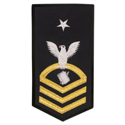 Navy E8 FEMALE Rating Badge: PS Personnelman- seaworthy gold on blue