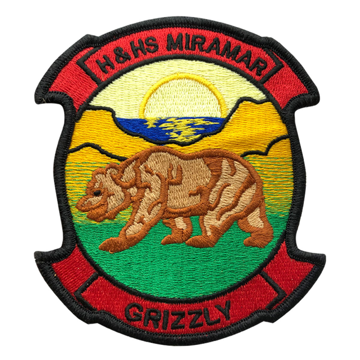 Marine Corps Patch: H&HS Miramar Grizzly - color with hook closure