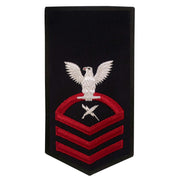 Navy E7 FEMALE Rating Badge: CT Cryptologic Technician  - seaworthy red on blue