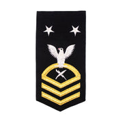 Navy E9 FEMALE Rating Badge: CT Cryptologic Technician  - seaworthy gold on blue