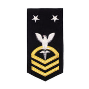 Navy E9 FEMALE Rating Badge: HM Hospitalman  - seaworthy gold on blue