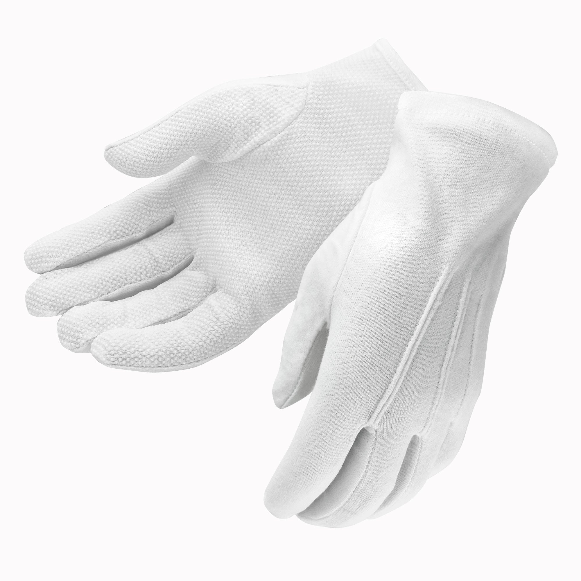 Gloves: Pull-On Gripper Gloves - white cotton