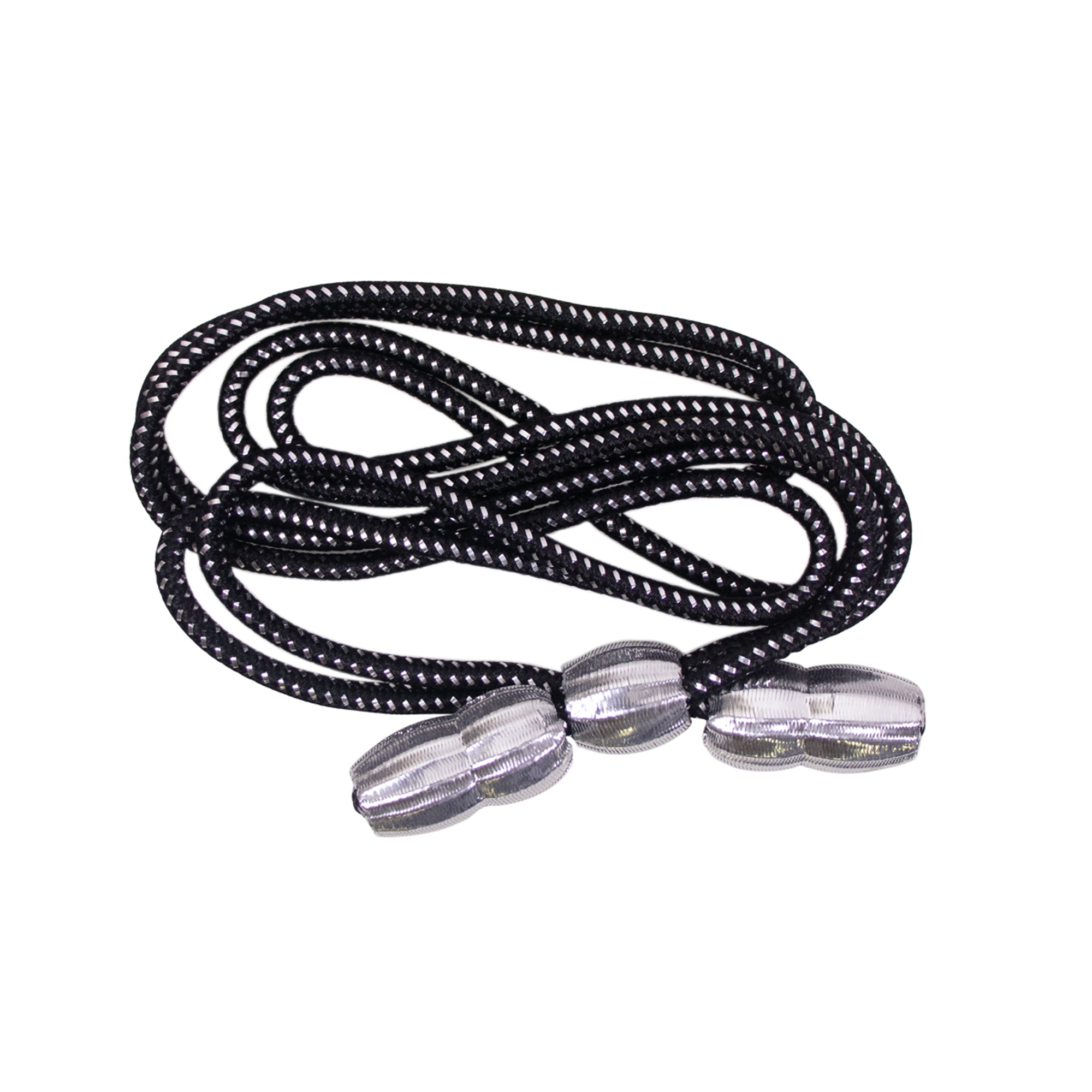 Army Hat Cord: Black and Silver with Silver Mylar Acorns