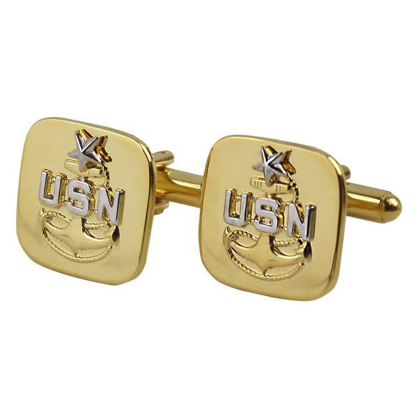 Navy Cuff Links: E8 Chief Petty Officer: Senior - gold