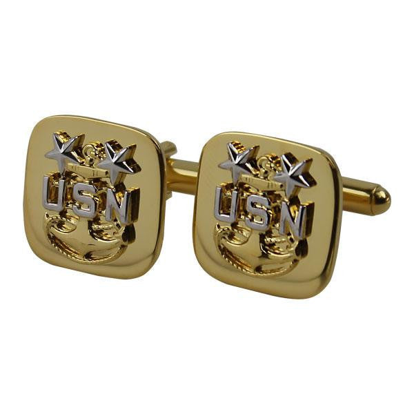 USN Gold E-9 Master CPO Cuff Links display picture 2