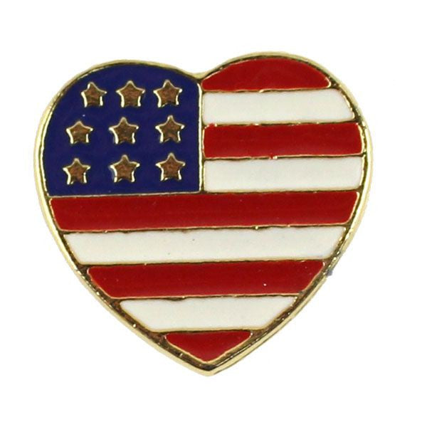 Lapel Pin American Heart Flag