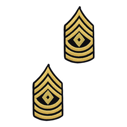 Army Chevron: First Sergeant - gold embroidered on blue, Female Army Chevron: First Sergeant - gold embroidered on blue, Female