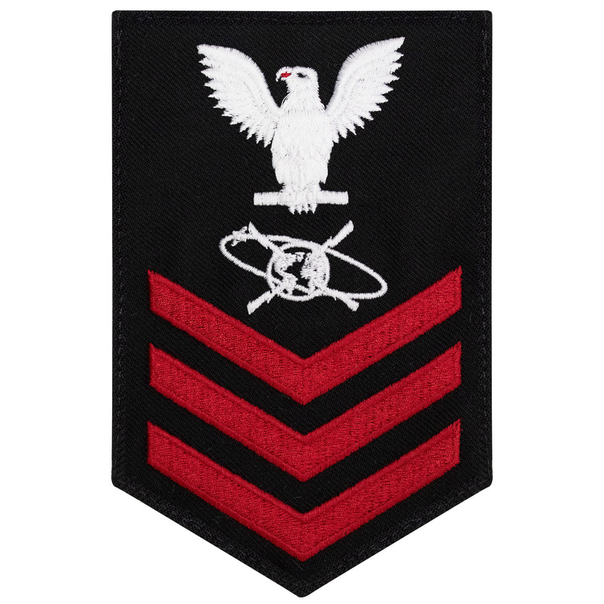 Navy E6 MALE Rating Badge: MC Mass Communication Specialist - blue