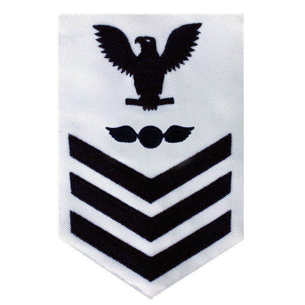 USN E-6 White Aviation Electricians Mate Rating Badge