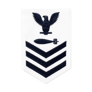 Navy E6 MALE Rating Badge: Torpedoman- white