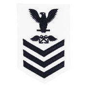 Navy E6 FEMALE Rating Badge: Aviation Boatswains Mate - white CNT