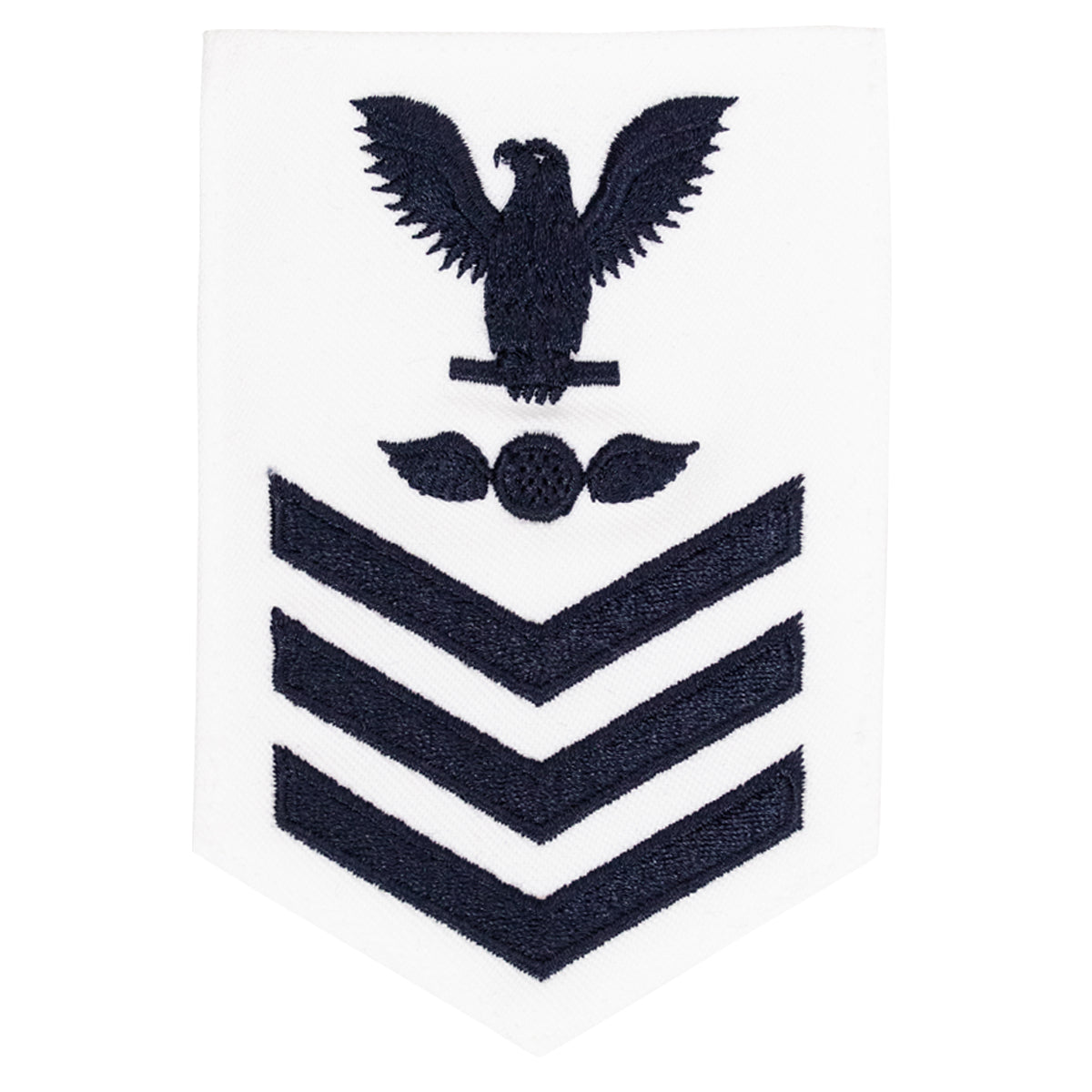 Navy E6 FEMALE Rating Badge: Aviation Electricians Mate - white
