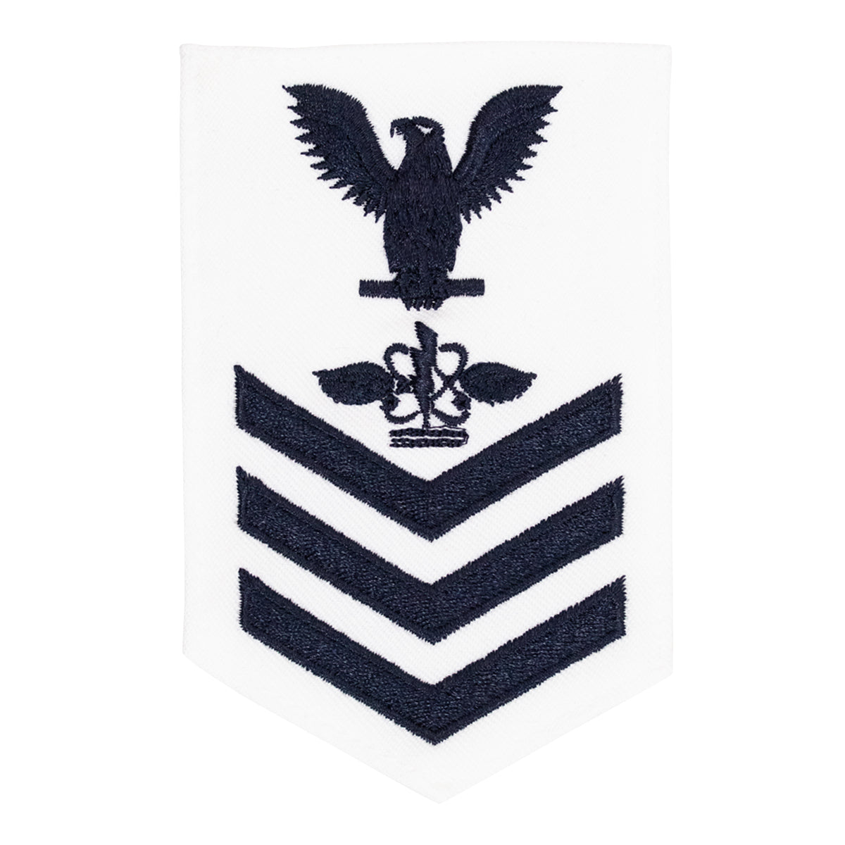 Navy E6 FEMALE Rating Badge: Aviation Warfare System Operator - white