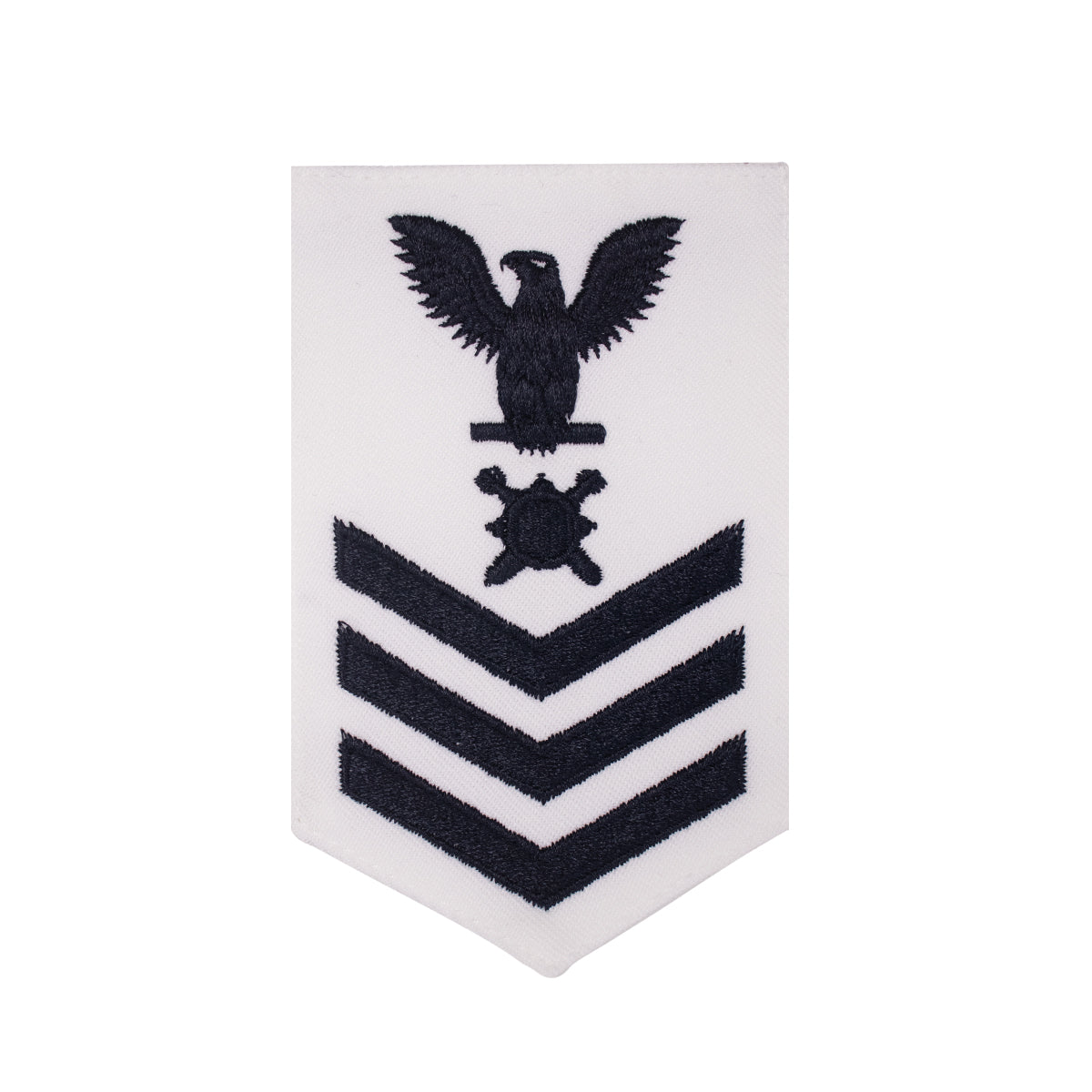 Navy E6 FEMALE Rating Badge: Explosive Ordnance Disposal - white