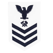 Navy E6 FEMALE Rating Badge: Hull Maintenance Technician - white