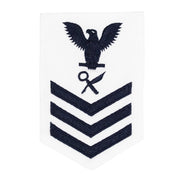 Navy E6 FEMALE Rating Badge: Intelligence Specialist - white