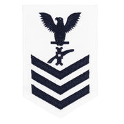 Navy E6 FEMALE Rating Badge: Legalman - white