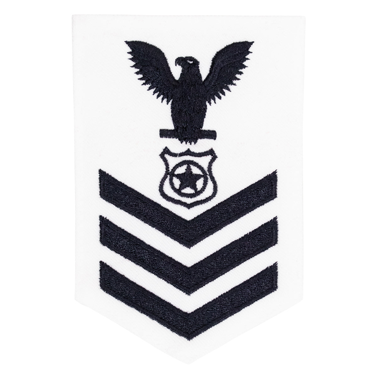 Navy E6 FEMALE Rating Badge: Master At Arms - white