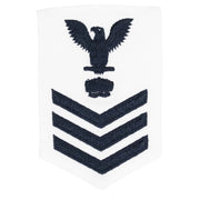 Navy E6 FEMALE Rating Badge: Mineman - white