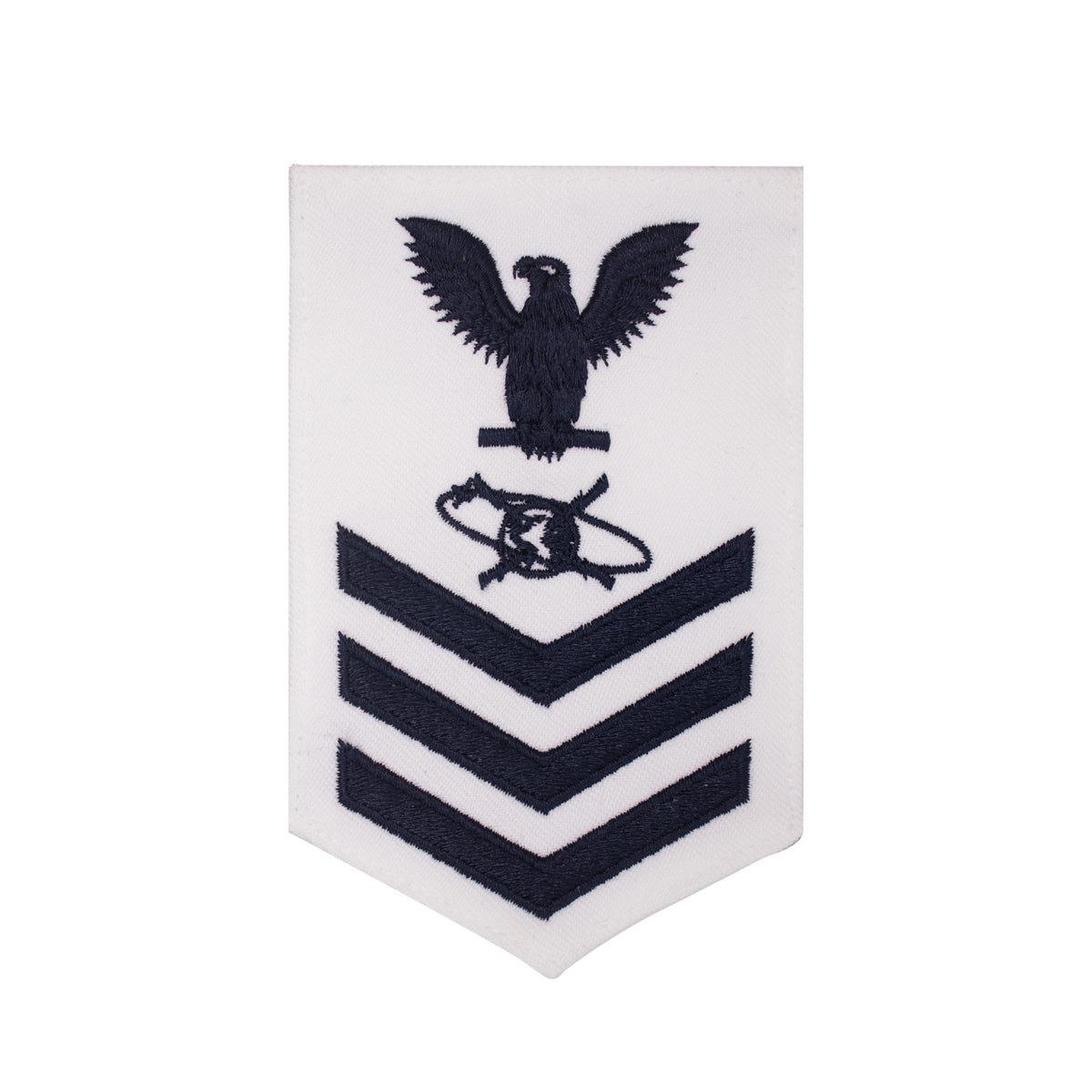 Navy E6 FEMALE Rating Badge: Mass Communication Specialist - white