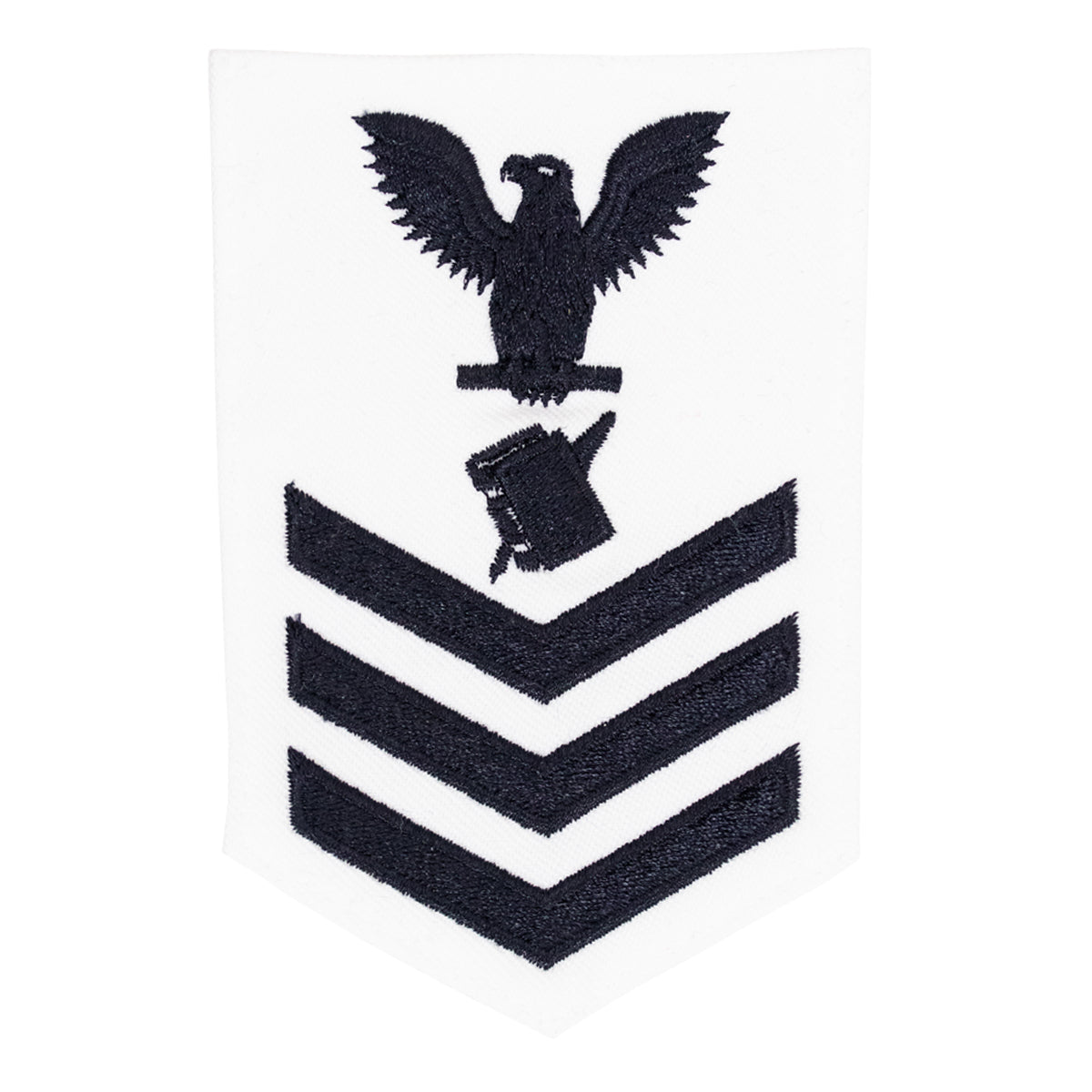 Navy E6 FEMALE Rating Badge: Personnelman - white