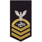 Navy E7 MALE Rating Badge: Special Warfare Operator - seaworthy gold on blue