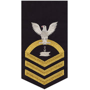 Navy E7 MALE Rating Badge: Steelworker - seaworthy gold on blue