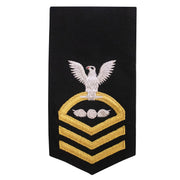 Navy E7 FEMALE Rating Badge: AE Aviation Electricians Mate - seaworthy gold on blue
