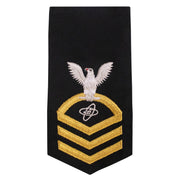 Navy E7 FEMALE Rating Badge: ET Electronics Technician - seaworthy gold on blue