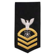 Navy E7 FEMALE Rating Badge: MA Master at Arms - seaworthy gold on blue