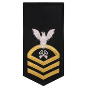 Navy E7 FEMALE Rating Badge: LS Logistics Specialist - seaworthy gold on blue