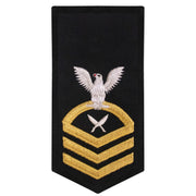 Navy E7 FEMALE Rating Badge: YN Yeoman - seaworthy gold on blue