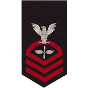 Navy E7 MALE Rating Badge: Aviation Machinist's Mate - seaworthy red on blue