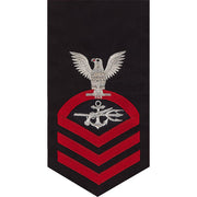 Navy E7 MALE Rating Badge: Special Warfare Operator - seaworthy red on blue