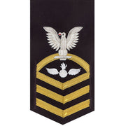 Navy E7 MALE Rating Badge: Aviation Ordnanceman - vanchief on blue