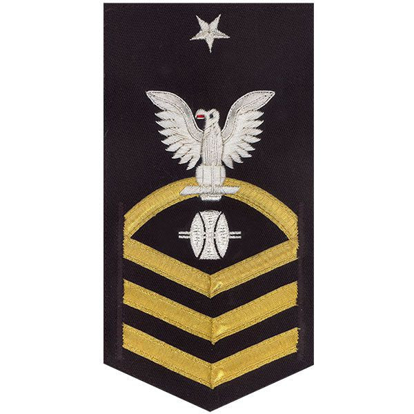 Navy E8 MALE Rating Badge: Opticalman - vanchief on blue