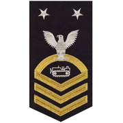 Navy E9 MALE Rating Badge: Equipment Operator - seaworthy gold on blue