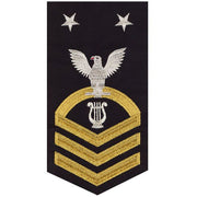 Navy E9 MALE Rating Badge: Musician - seaworthy gold on blue