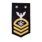 Navy E9 MALE Rating Badge: Special Warfare Boat Operator - seaworthy gold on blue