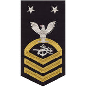 Navy E9 MALE Rating Badge: Special Warfare Operator - seaworthy gold on blue