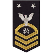 Navy E9 MALE Rating Badge: Storekeeper / Logistics - seaworthy gold on blue