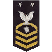 Navy E9 MALE Rating Badge: Personnelman - vanchief on blue