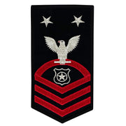 Navy E9 MALE Rating Badge: Master At Arms - seaworthy red on blue