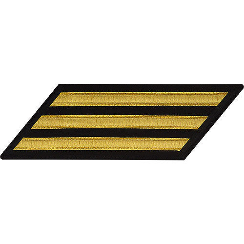 Navy Enlisted Male Hash Marks: Gold Lace on Serge - set of 3